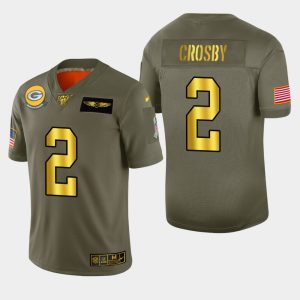 Gorgeous Packers #2 Mason Crosby Men's Olive Gold 2019 Salute to Service NFL 100 Limited Jersey perfect for game day celebrations