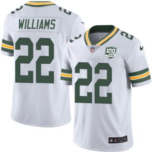 Unique Packers #22 Dexter Williams White Men's 100th Season Stitched NFL Vapor Untouchable Limited Jersey to stand out at the stadium