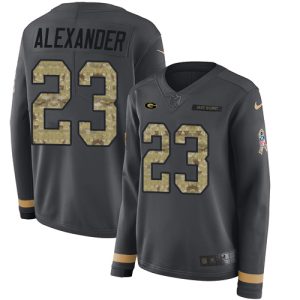 Outstanding Packers #23 Jaire Alexander Anthracite Salute to Service Women's Stitched NFL Limited Therma Long Sleeve Jersey to stand out at the stadium