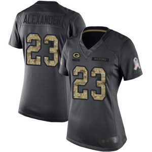 Unique Packers #23 Jaire Alexander Black Women's Stitched NFL Limited 2016 Salute to Service Jersey for die hard Packers fans