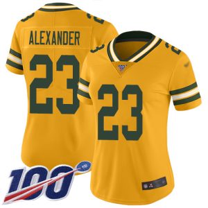 Gorgeous Packers #23 Jaire Alexander Gold Women's Stitched NFL Limited Inverted Legend 100th Season Jersey to showcase your team pride