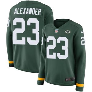 Outstanding Packers #23 Jaire Alexander Green Team Color Women's Stitched NFL Limited Therma Long Sleeve Jersey for die hard Packers fans