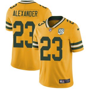 Terrific Packers #23 Jaire Alexander Yellow Men's 100th Season Stitched NFL Limited Rush Jersey perfect for game day celebrations