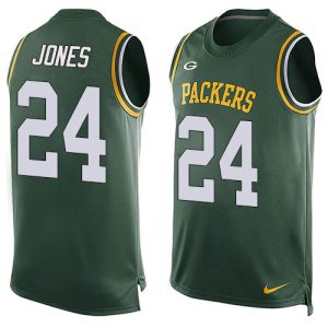 Fantastic Packers #24 Josh Jones Green Team Color Men's Stitched NFL Limited Tank Top Jersey for die hard Packers fans