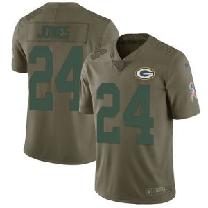 Fantastic Packers #24 Josh Jones Olive Men's Stitched NFL Limited 2017 Salute To Service Jersey for die hard Packers fans