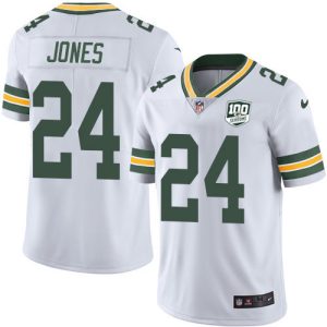Gorgeous Packers #24 Josh Jones White Men's 100th Season Stitched NFL Vapor Untouchable Limited Jersey to showcase your team pride