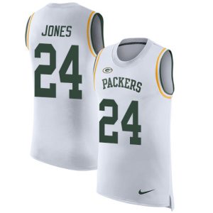 Stunning Packers #24 Josh Jones White Men's Stitched NFL Limited Rush Tank Top Jersey for die hard Packers fans