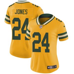 Stunning Packers #24 Josh Jones Yellow Women's Stitched NFL Limited Rush Jersey to showcase your team pride