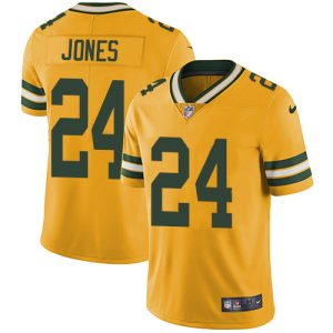 Fantastic Packers #24 Josh Jones Yellow Youth Stitched NFL Limited Rush Jersey perfect for game day celebrations