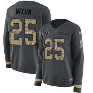 Terrific Packers #25 Keisean Nixon Anthracite Salute to Service Women's Stitched NFL Limited Therma Long Sleeve Jersey for ultimate sports enthusiasts