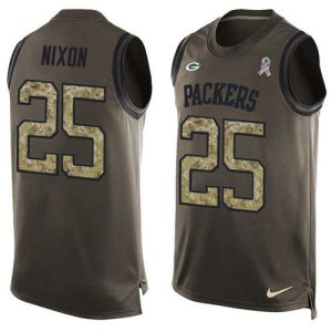 Gorgeous Packers #25 Keisean Nixon Green Men's Stitched NFL Limited Salute To Service Tank Top Jersey to stand out at the stadium