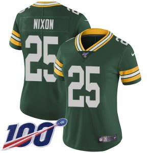 Stunning Packers #25 Keisean Nixon Green Team Color Women's Stitched NFL 100th Season Vapor Untouchable Limited Jersey for die hard Packers fans