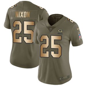 Fantastic Packers #25 Keisean Nixon Olive/Gold Women's Stitched NFL Limited 2017 Salute To Service Jersey perfect for game day celebrations