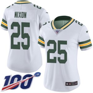 Amazing Packers #25 Keisean Nixon White Women's Stitched NFL 100th Season Vapor Untouchable Limited Jersey to showcase your team pride