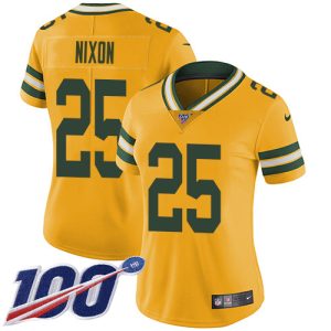 Gorgeous Packers #25 Keisean Nixon Yellow Women's Stitched NFL Limited Rush Jersey a must have addition to your collection