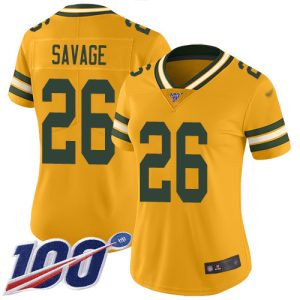 Unique Packers #26 Darnell Savage Gold Women's Stitched NFL Limited Inverted Legend 100th Season Jersey for die hard Packers fans