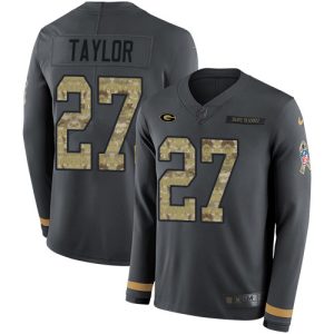 Fantastic Packers #27 Patrick Taylor Anthracite Salute to Service Youth Stitched NFL Limited Therma Long Sleeve Jersey a must have addition to your collection