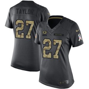 Outstanding Packers #27 Patrick Taylor Black Women's Stitched NFL Limited 2016 Salute to Service Jersey to showcase your team pride