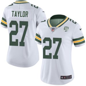 Stunning Packers #27 Patrick Taylor White Women's 100th Season Stitched NFL Vapor Untouchable Limited Jersey for ultimate sports enthusiasts