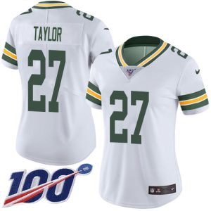 Impressive Packers #27 Patrick Taylor White Women's Stitched NFL 100th Season Vapor Untouchable Limited Jersey for die hard Packers fans
