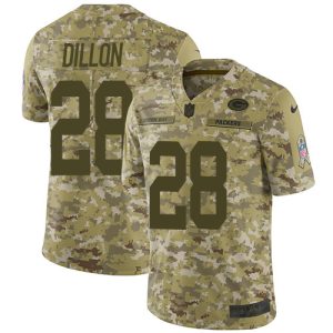 Impressive Packers #28 AJ Dillon Camo Youth Stitched NFL Limited 2018 Salute To Service Jersey perfect for game day celebrations