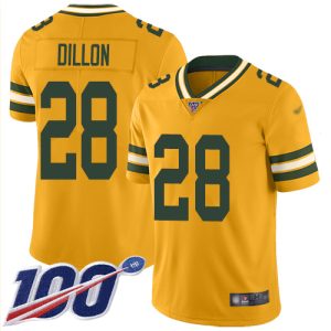Amazing Packers #28 AJ Dillon Gold Men's Stitched NFL Limited Inverted Legend 100th Season Jersey to stand out at the stadium