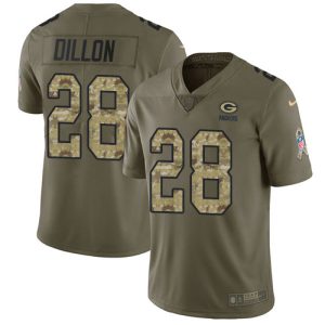 Gorgeous Packers #28 AJ Dillon Olive/Camo Youth Stitched NFL Limited 2017 Salute To Service Jersey a must have addition to your collection