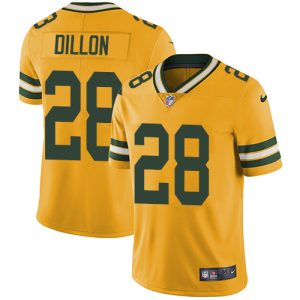 Outstanding Packers #28 AJ Dillon Yellow Youth Stitched NFL Limited Rush Jersey for ultimate sports enthusiasts