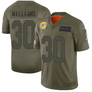 Fantastic Packers #30 Jamaal Williams Camo Youth Stitched NFL Limited 2019 Salute to Service Jersey for die hard Packers fans