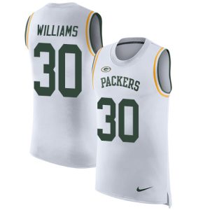 Outstanding Packers #30 Jamaal Williams White Men's Stitched NFL Limited Rush Tank Top Jersey a must have addition to your collection