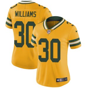 Terrific Packers #30 Jamaal Williams Yellow Women's Stitched NFL Limited Rush Jersey to showcase your team pride