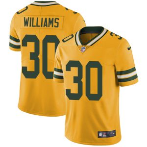 Amazing Packers #30 Jamaal Williams Yellow Youth Stitched NFL Limited Rush Jersey for ultimate sports enthusiasts
