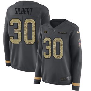 Amazing Packers #30 Zyon Gilbert Anthracite Salute to Service Women's Stitched NFL Limited Therma Long Sleeve Jersey for die hard Packers fans
