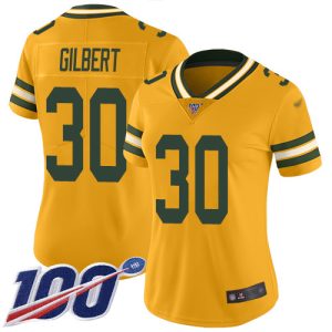 Amazing Packers #30 Zyon Gilbert Gold Women's Stitched NFL Limited Inverted Legend 100th Season Jersey for die hard Packers fans