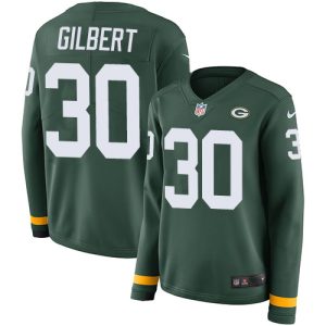 Unique Packers #30 Zyon Gilbert Green Team Color Women's Stitched NFL Limited Therma Long Sleeve Jersey for die hard Packers fans