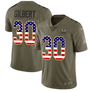 Amazing Packers #30 Zyon Gilbert Olive/USA Flag Men's Stitched NFL Limited 2017 Salute To Service Jersey a must have addition to your collection