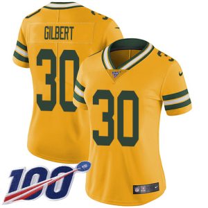 Fantastic Packers #30 Zyon Gilbert Yellow Women's Stitched NFL Limited Rush 100th Season Jersey to stand out at the stadium