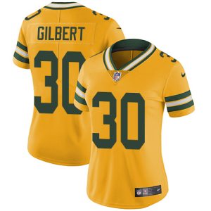 Gorgeous Packers #30 Zyon Gilbert Yellow Women's Stitched NFL Limited Rush Jersey a must have addition to your collection