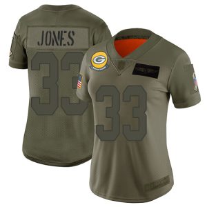Amazing Packers #33 Aaron Jones Camo Women's Stitched NFL Limited 2019 Salute to Service Jersey to stand out at the stadium