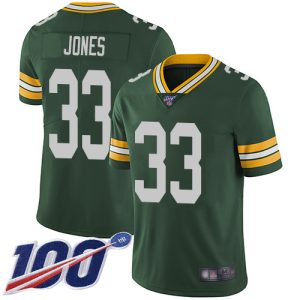 Fantastic Packers #33 Aaron Jones Green Team Color Men's Stitched NFL 100th Season Vapor Limited Jersey to showcase your team pride