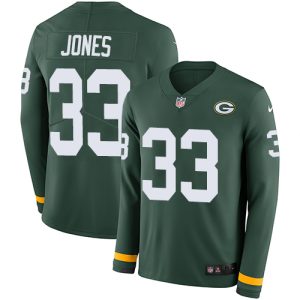 Terrific Packers #33 Aaron Jones Green Team Color Men's Stitched NFL Limited Therma Long Sleeve Jersey for ultimate sports enthusiasts