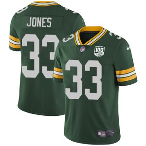 Stunning Packers #33 Aaron Jones Green Team Color Youth 100th Season Stitched NFL Vapor Untouchable Limited Jersey a must have addition to your collection