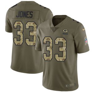 Stunning Packers #33 Aaron Jones Olive/Camo Men's Stitched NFL Limited 2017 Salute To Service Jersey to stand out at the stadium