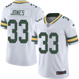 Outstanding Packers #33 Aaron Jones White Men's Stitched NFL Vapor Untouchable Limited Jersey for die hard Packers fans