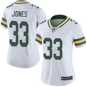 Amazing Packers #33 Aaron Jones White Women's Stitched NFL Vapor Untouchable Limited Jersey to stand out at the stadium