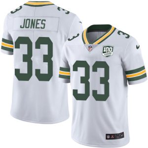 Terrific Packers #33 Aaron Jones White Youth 100th Season Stitched NFL Vapor Untouchable Limited Jersey to showcase your team pride