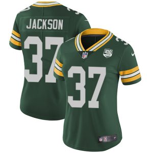 Outstanding Packers #37 Josh Jackson Green Team Color Women's 100th Season Stitched NFL Vapor Untouchable Limited Jersey for die hard Packers fans