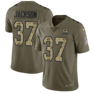 Amazing Packers #37 Josh Jackson Olive/Camo Men's Stitched NFL Limited 2017 Salute To Service Jersey for die hard Packers fans
