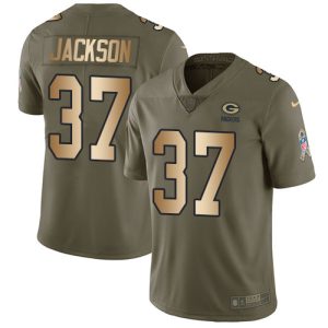 Unique Packers #37 Josh Jackson Olive/Gold Men's Stitched NFL Limited 2017 Salute To Service Jersey a must have addition to your collection