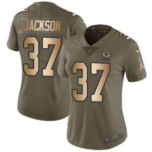 Stunning Packers #37 Josh Jackson Olive/Gold Women's Stitched NFL Limited 2017 Salute to Service Jersey a must have addition to your collection